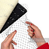 Diamante English Merry Widow Veiling, 30cm (12") Wide - 1m