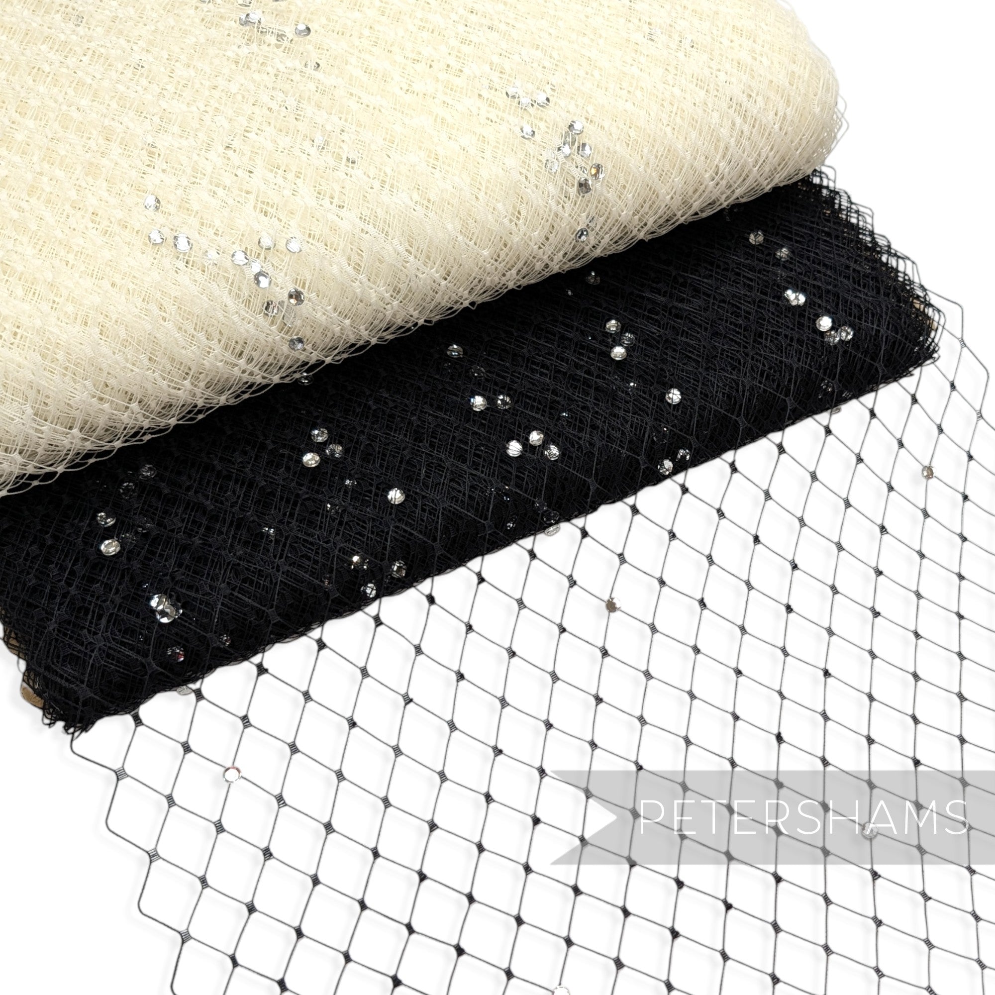Diamante English Merry Widow Veiling, 30cm (12") Wide - 1m