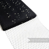 9" (23cm) Wide Ivory Pearl Embellished Veiling - 1m