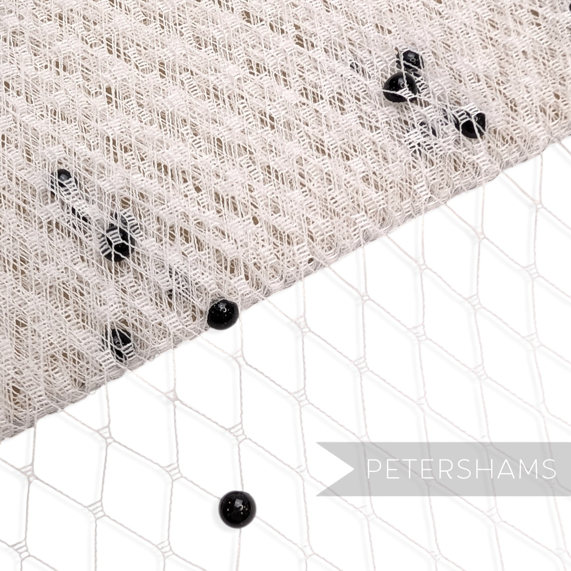 9" (23cm) Wide Black Pearl Embellished Veiling - 1m