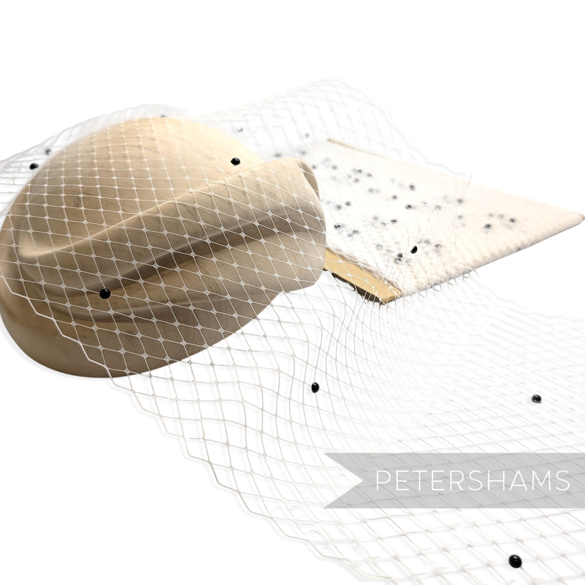 9" (23cm) Wide Black Pearl Embellished Veiling - 1m