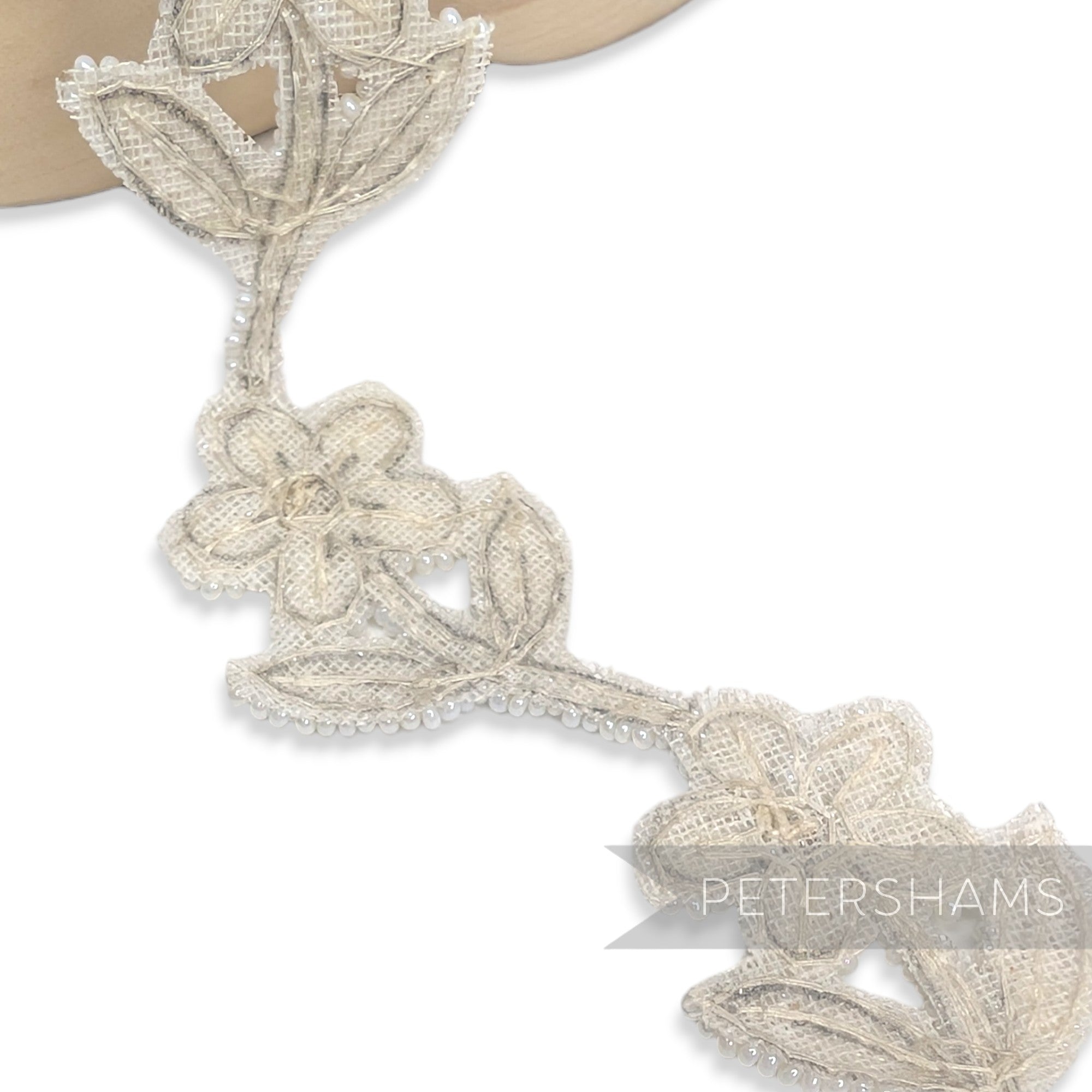 Vintage 1960/70s Handmade Floral Beaded & Sequin Bridal Trim - 47cm