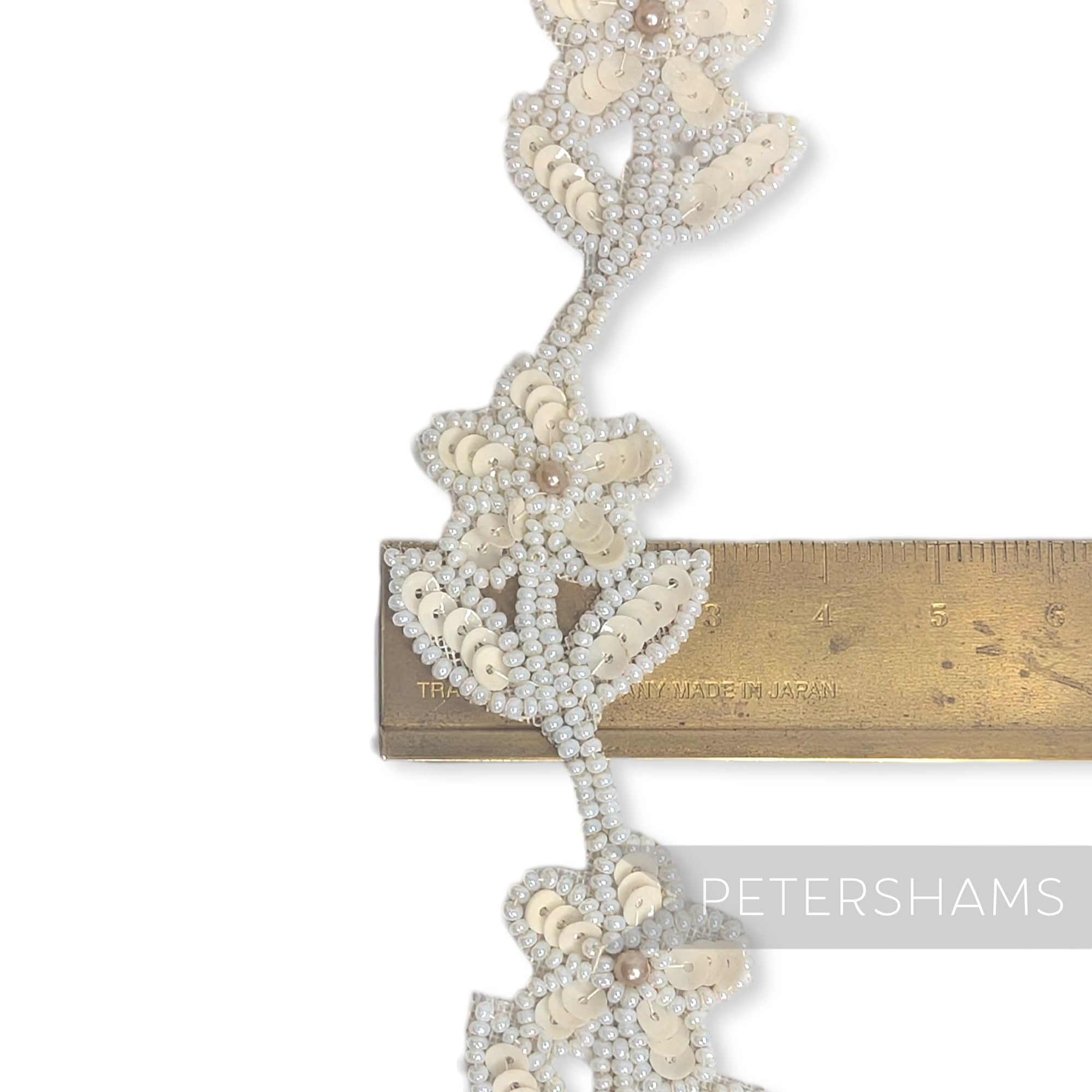 Vintage 1960/70s Handmade Floral Beaded & Sequin Bridal Trim - 47cm