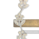 Vintage 1960/70s Handmade Floral Beaded & Sequin Bridal Trim - 47cm