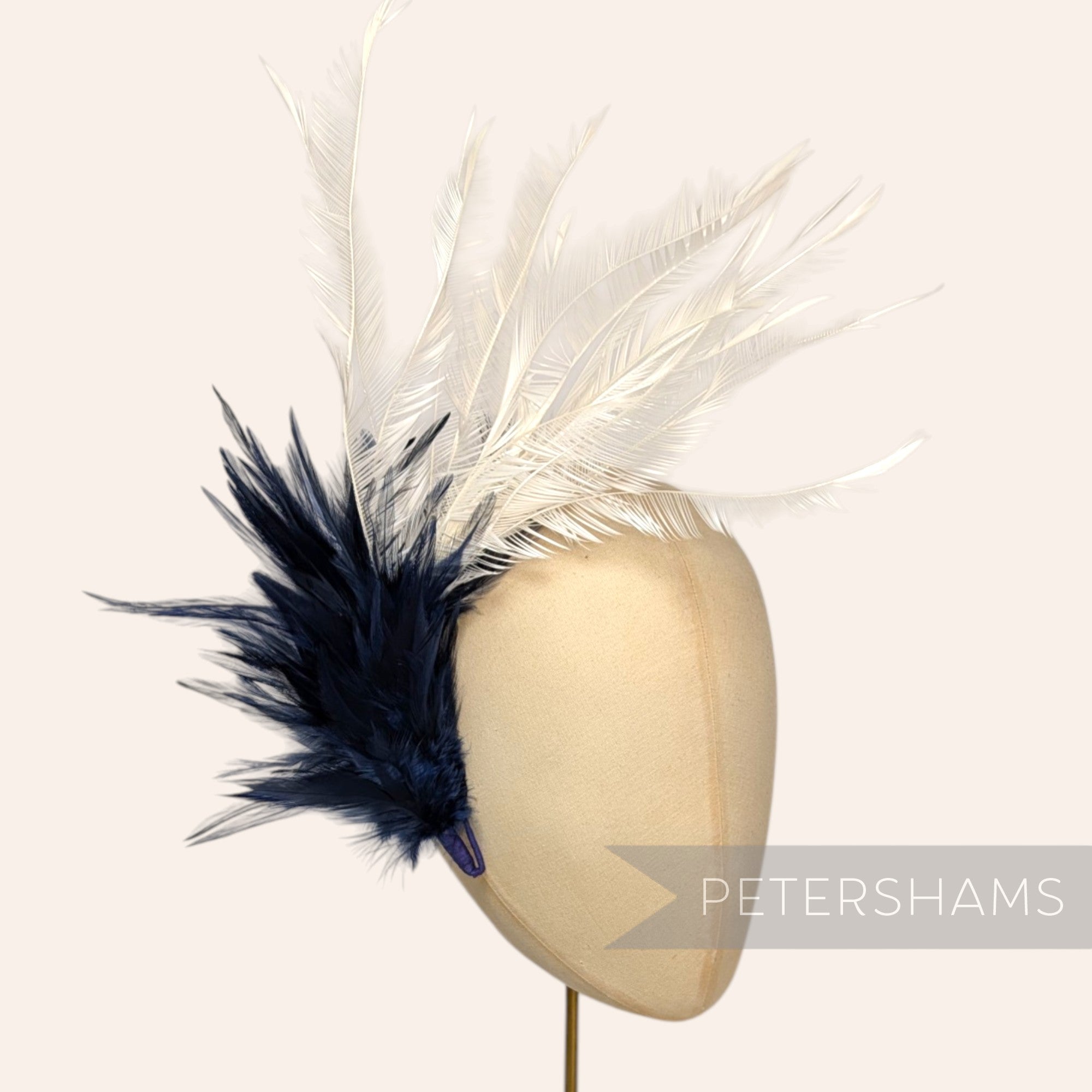 Large Zippered Goose Biot and Hackle Feather Hat Mount
