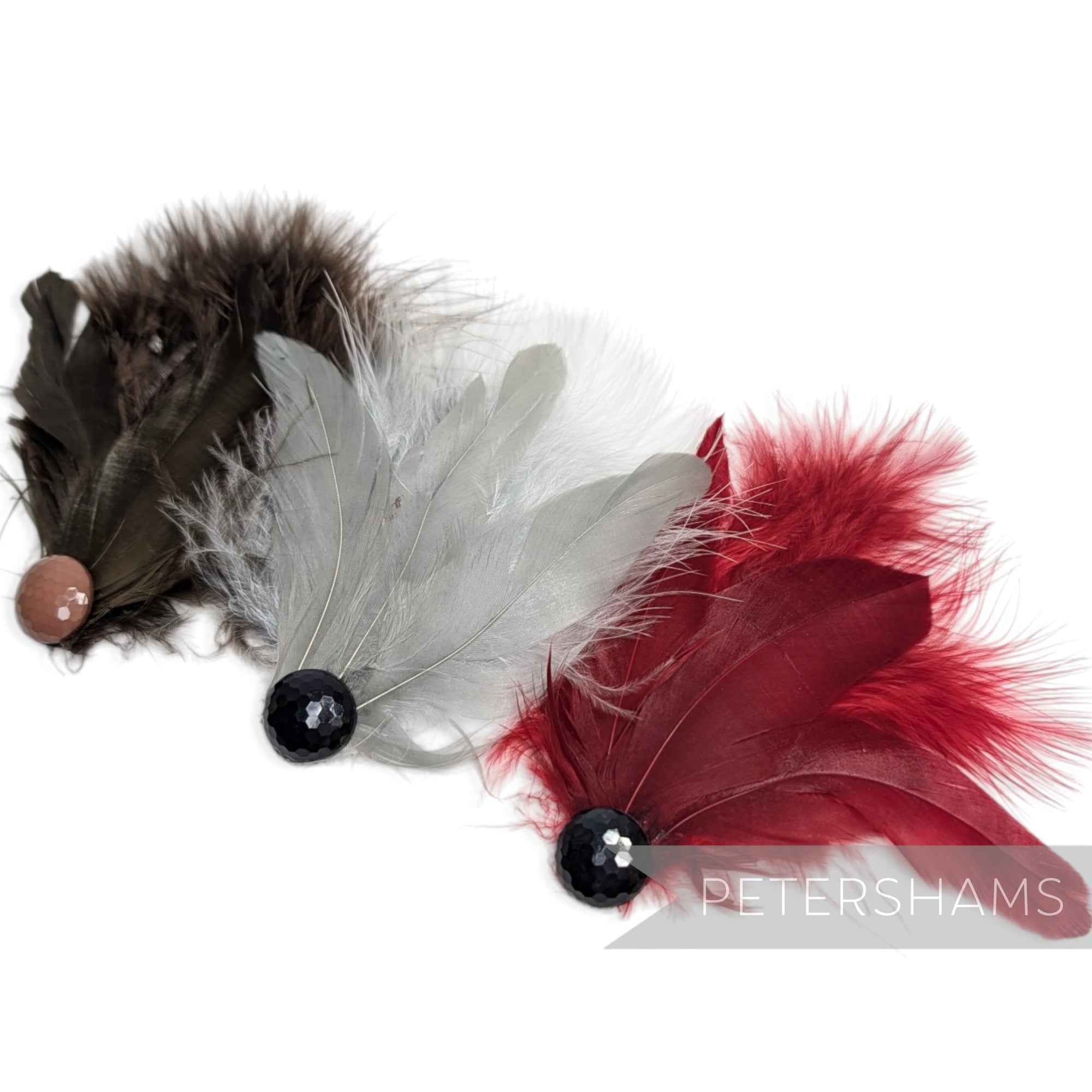 Faceted Bead Accent Marabou & Coque Feather Flapper Style Hat Mount