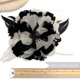 *One-off* Large Black and Ivory Goose Feather Flower Mount