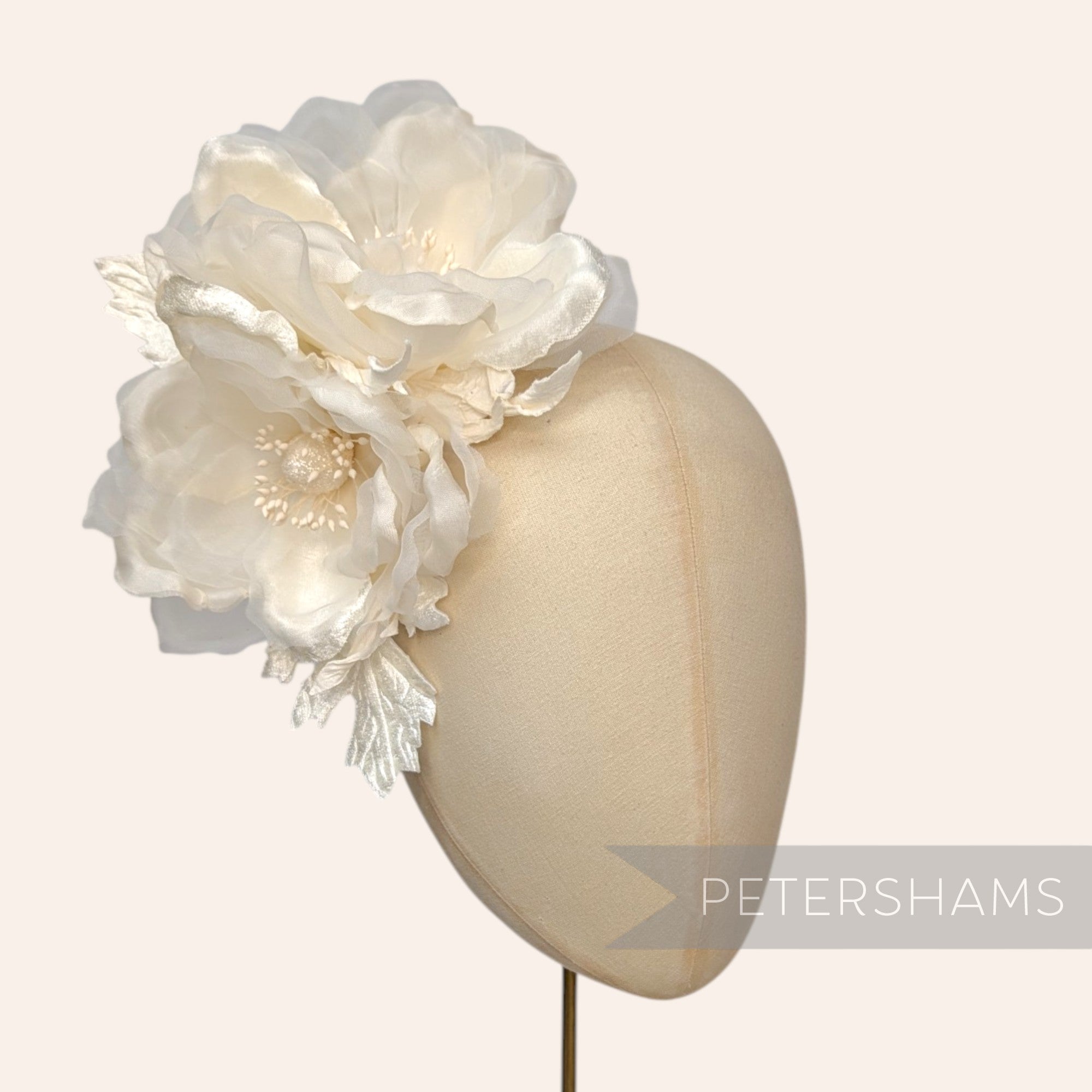 'Miranda' Silk & Organza Magnolia Millinery Flower Hat Mount