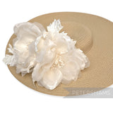 'Miranda' Silk & Organza Magnolia Millinery Flower Hat Mount