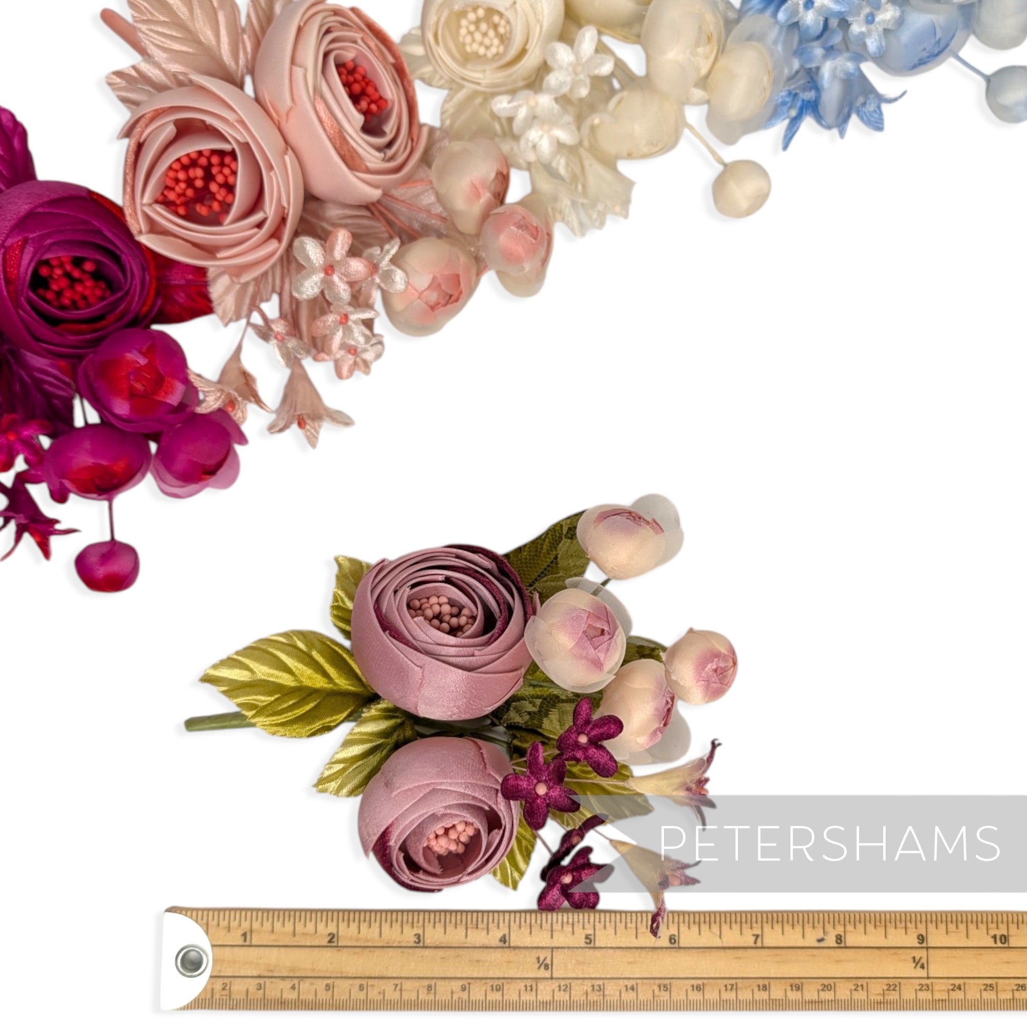 'Felicity' Satin, Velvet & Organza Ranunculus Flower Hat Mount