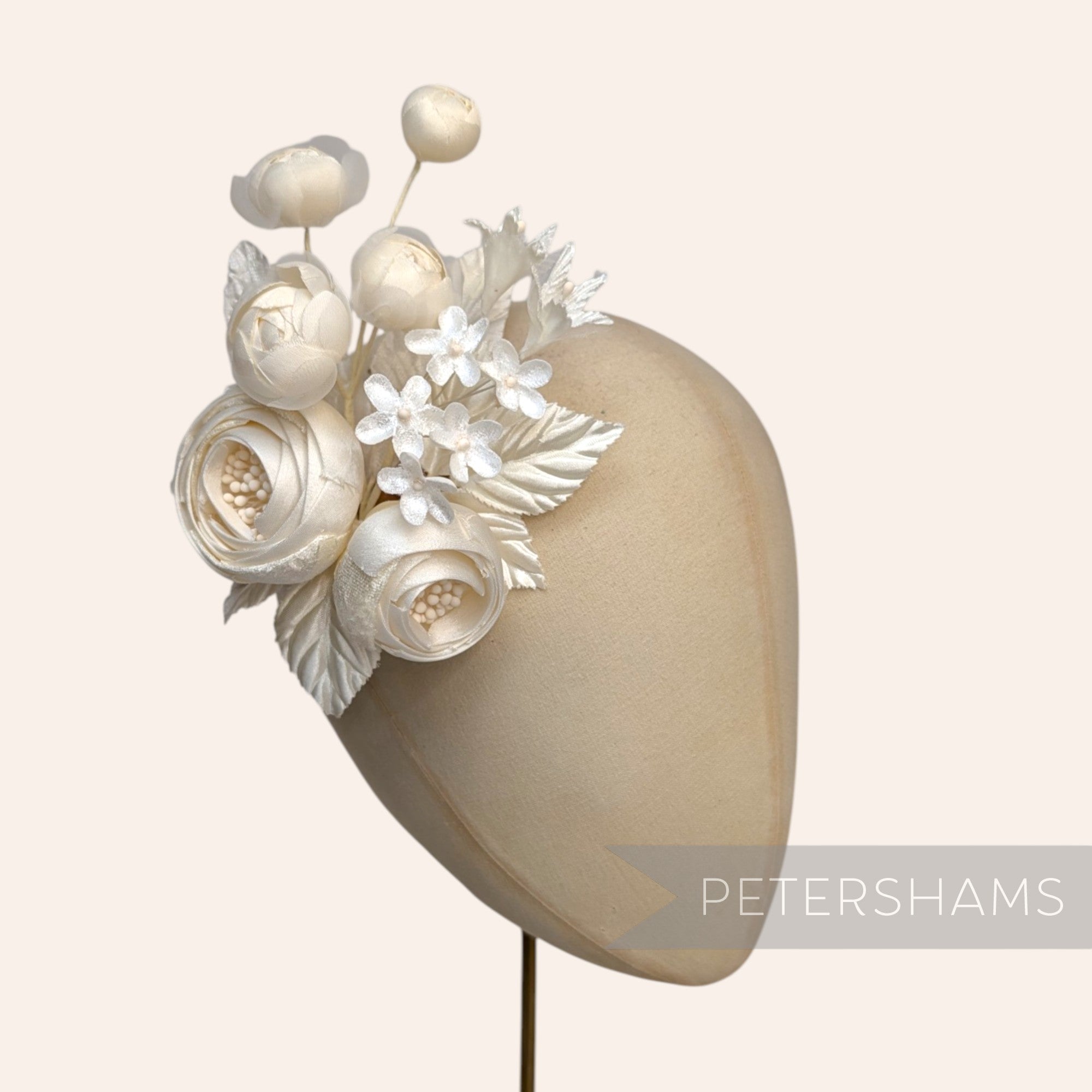 'Felicity' Satin, Velvet & Organza Ranunculus Flower Hat Mount