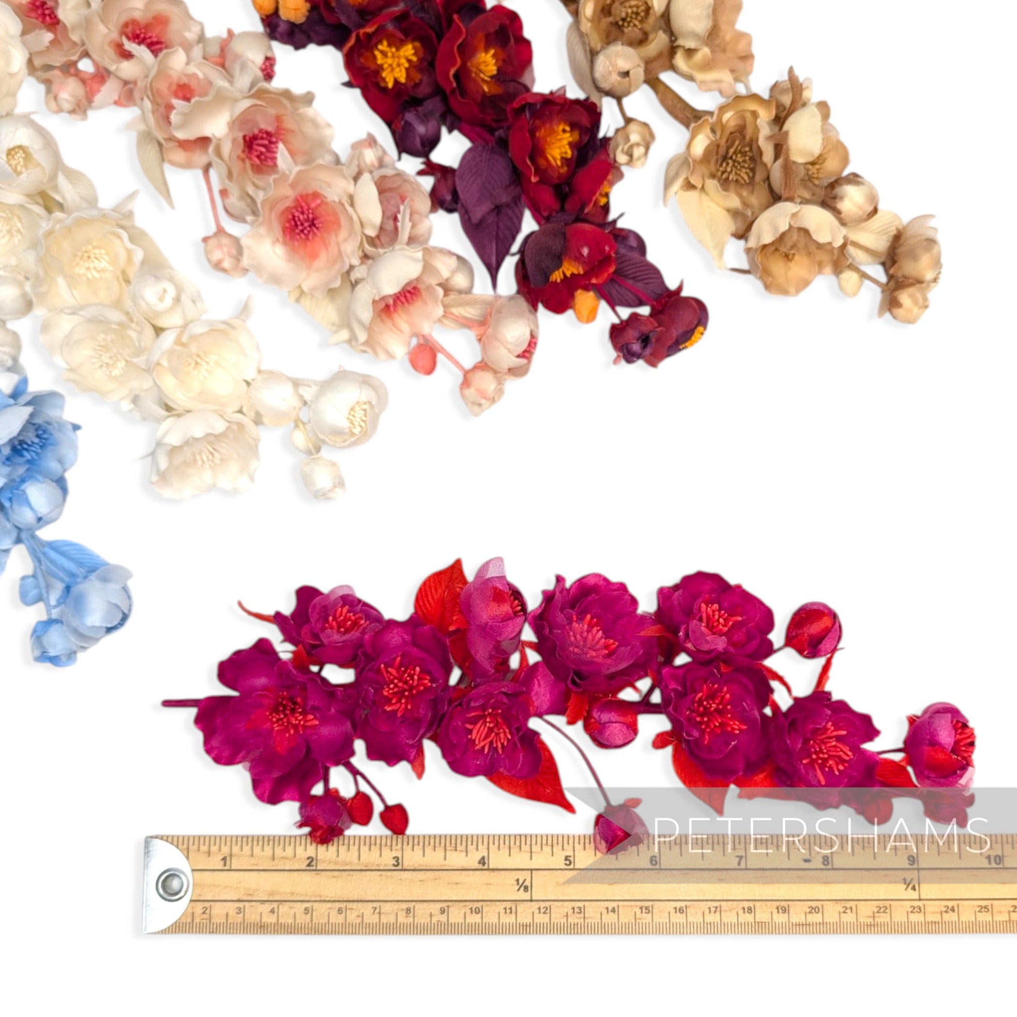 'Ella' Silk & Organza Wired Flower Branch Millinery Hat Mount