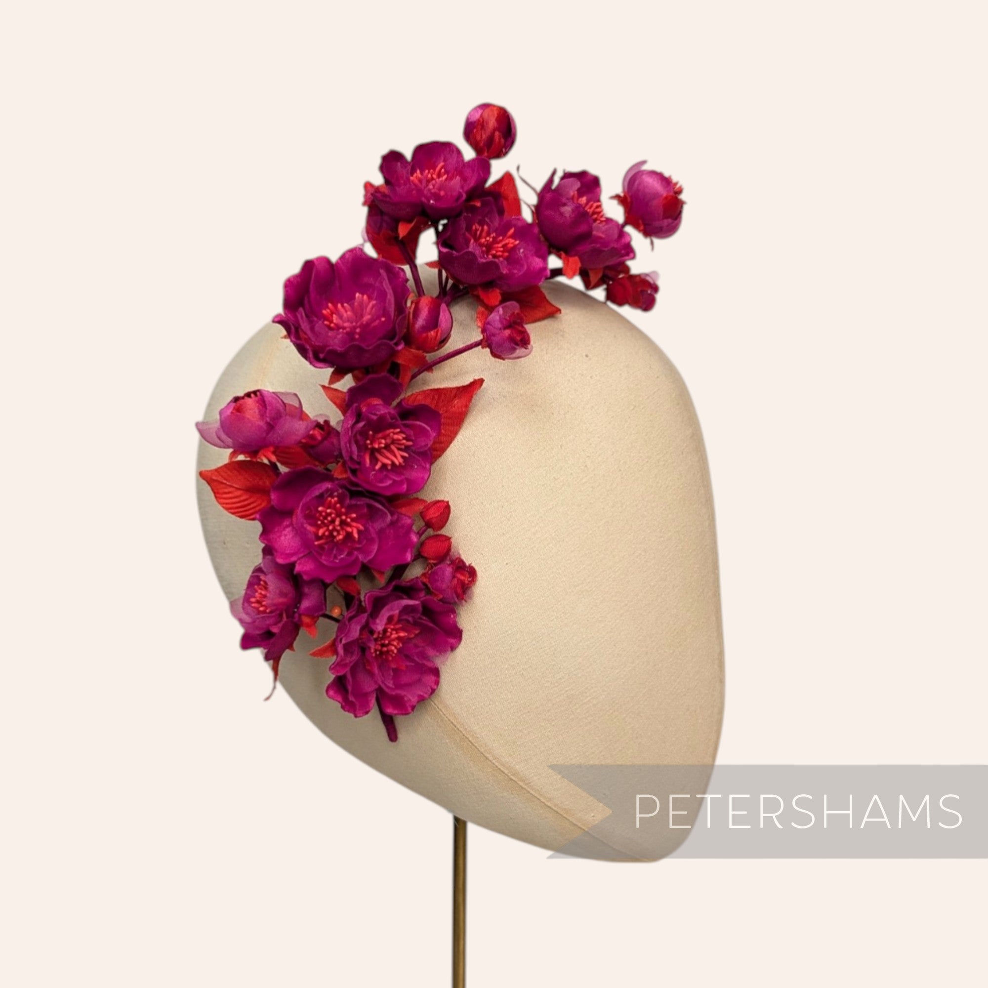 'Ella' Silk & Organza Wired Flower Branch Millinery Hat Mount