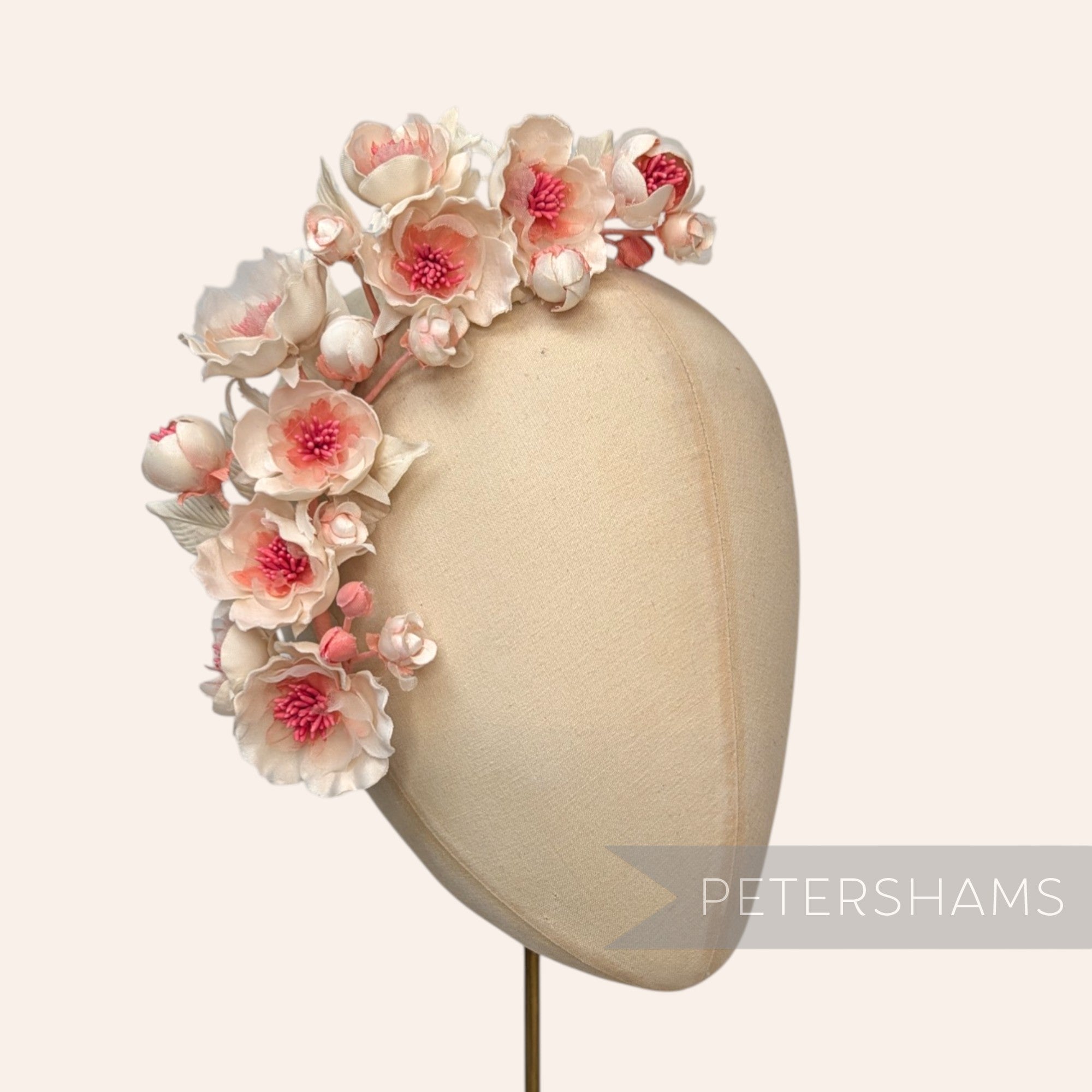 'Ella' Silk & Organza Wired Flower Branch Millinery Hat Mount