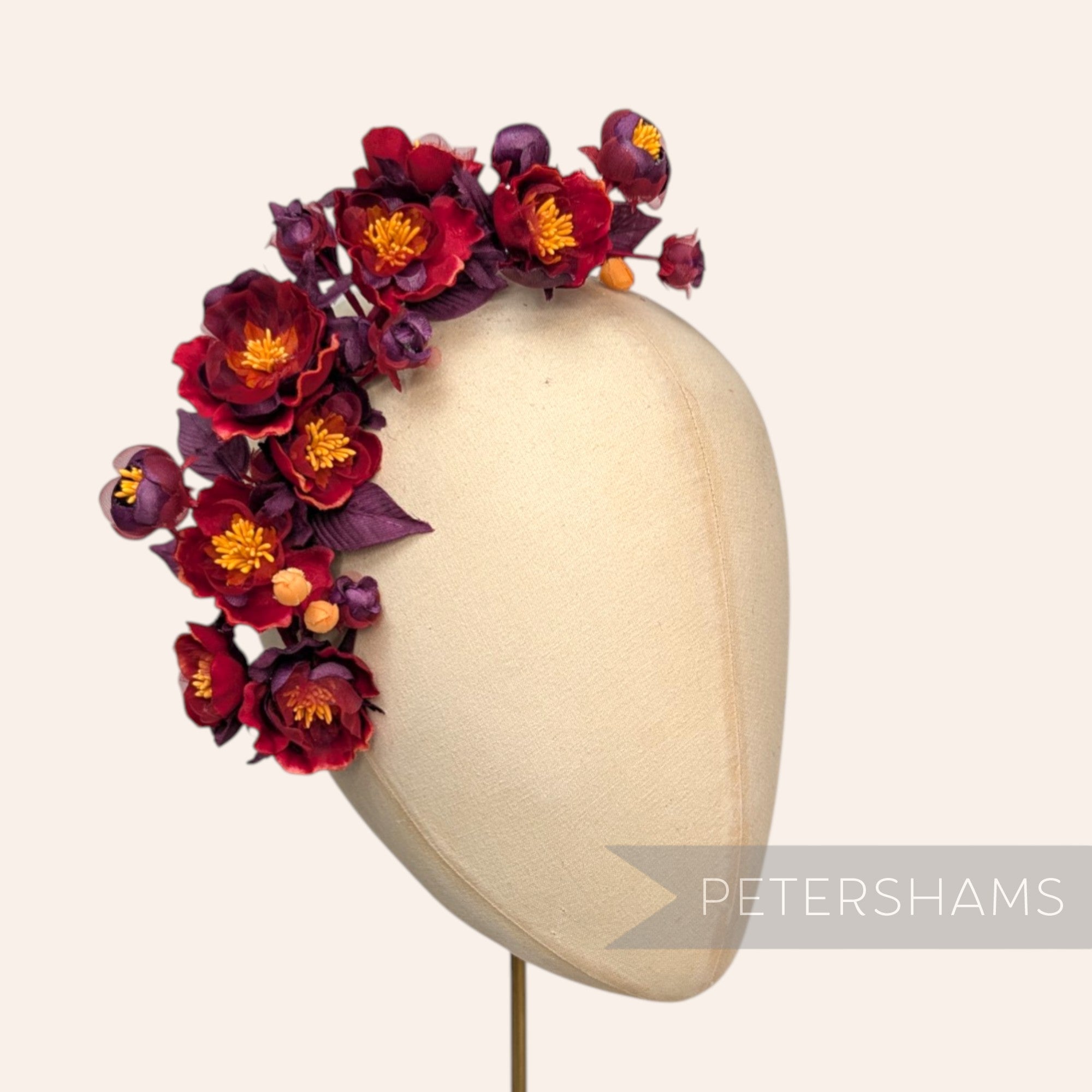 'Ella' Silk & Organza Wired Flower Branch Millinery Hat Mount