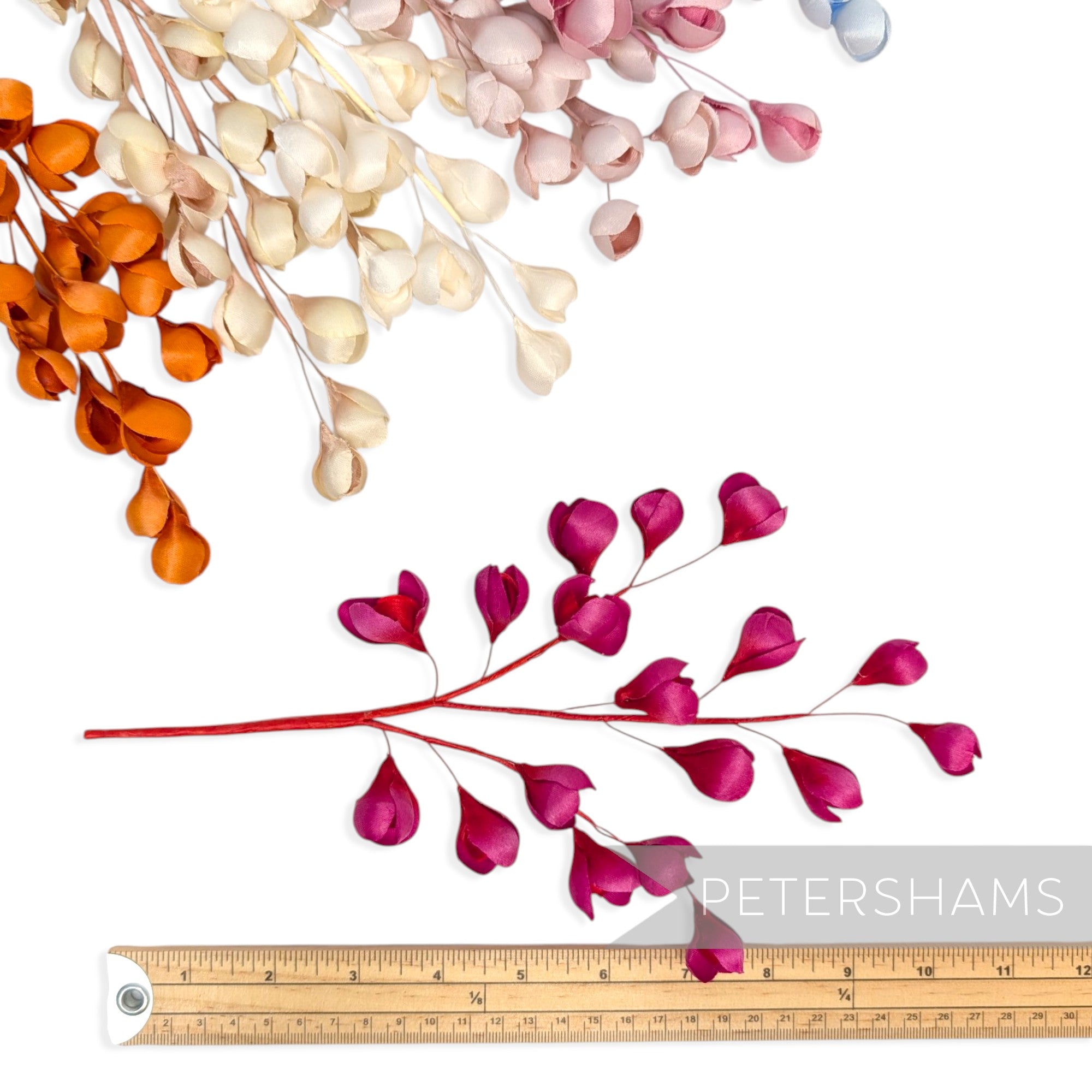 'Tulisa' Silk Flower Bud Wired Branch Millinery Hat Mount