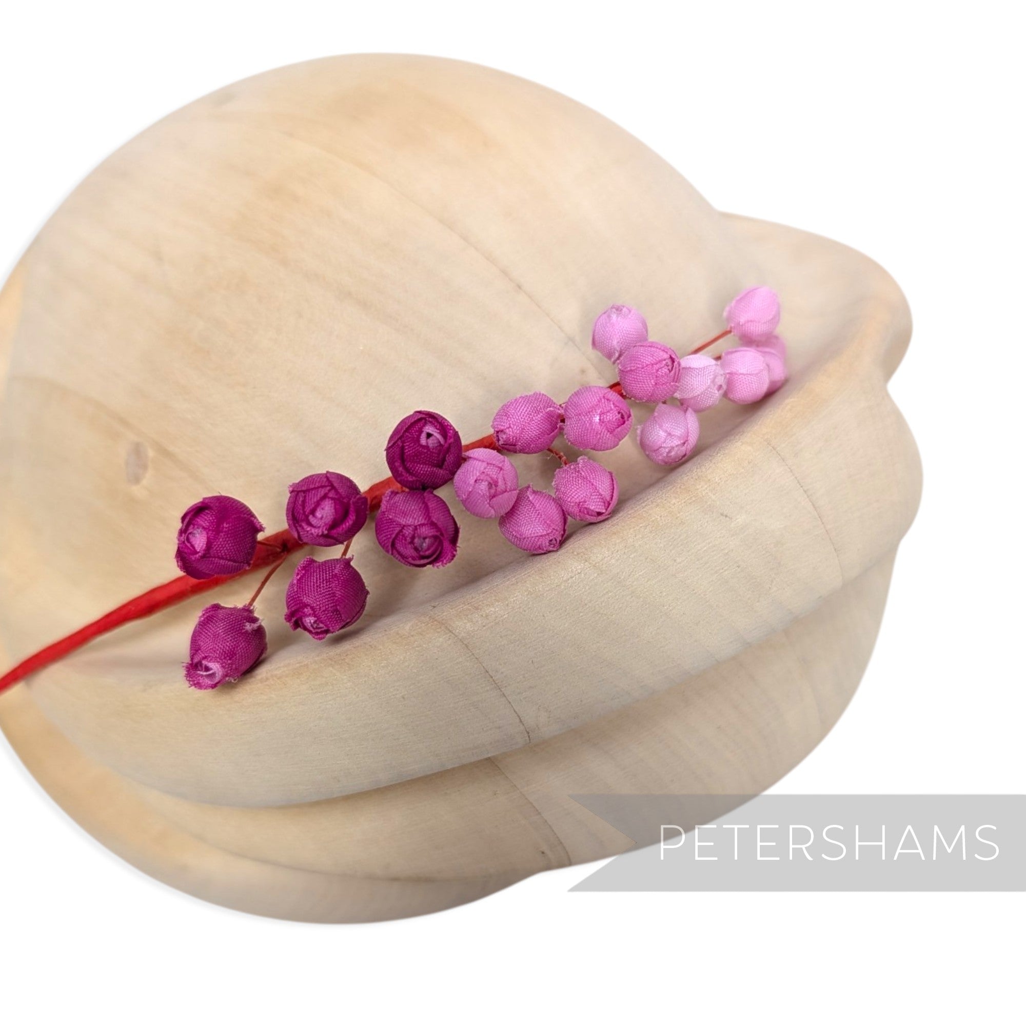 'Giselle' Mini Silk Wired Rosebuds on Stem Millinery Hat Mount
