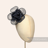 'Manna' Large Flipped Edge Sinamay Millinery Flower Hat Mount with Wire Stem