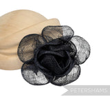 'Manna' Large Flipped Edge Sinamay Millinery Flower Hat Mount with Wire Stem