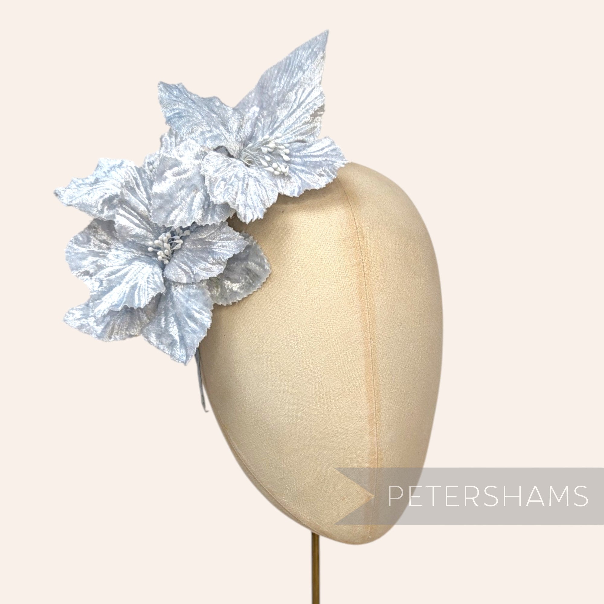 'Iyla' Triple Blossom Velvet Flower Wired Hat Mount
