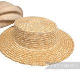 *One-off* 20.5" Small Natural Straw English Boater Facscinator Hat Base