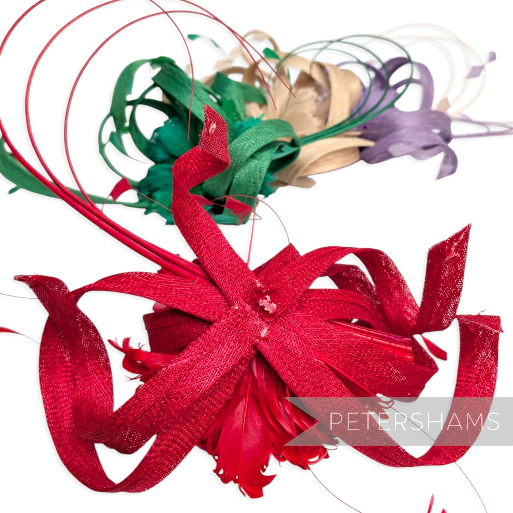 *One-off* Extra Large Curled Feather Flower, Diamond Coque and Looped Sinamay Mount