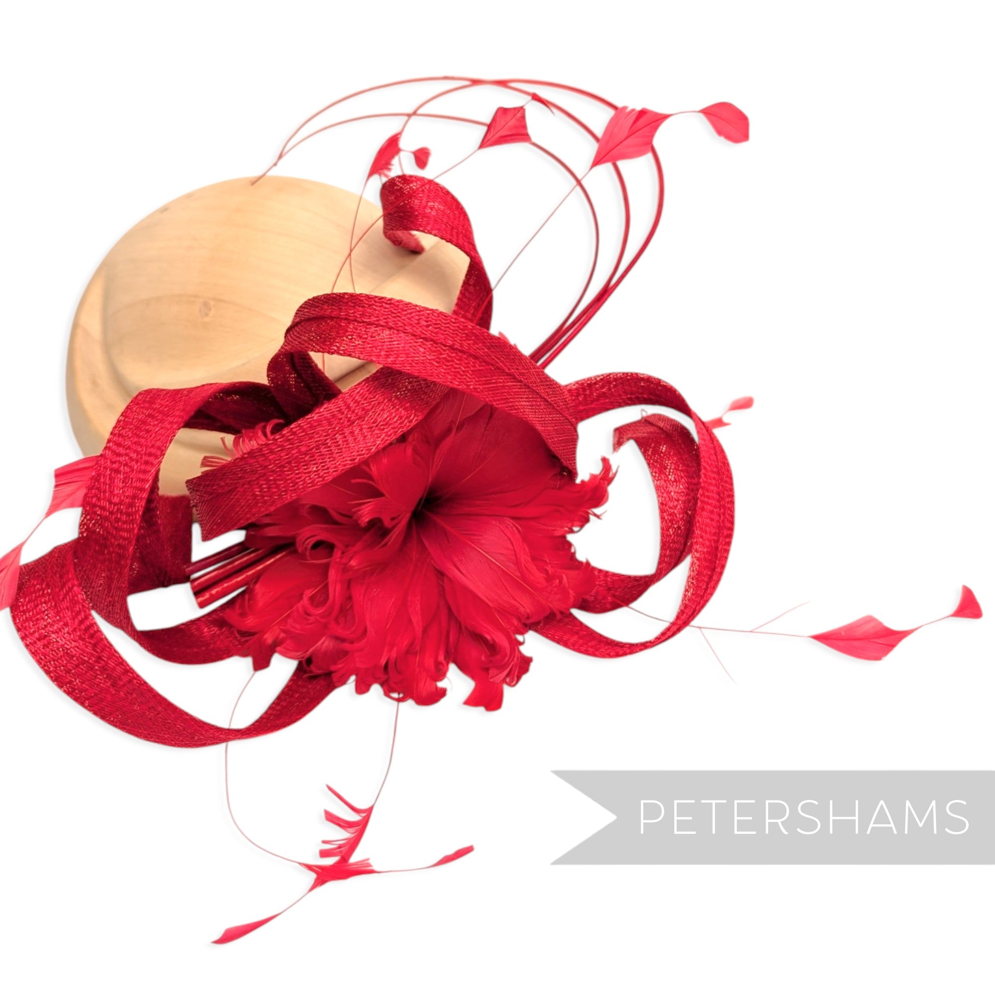 *One-off* Extra Large Curled Feather Flower, Diamond Coque and Looped Sinamay Mount