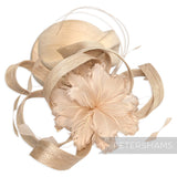 *One-off* Extra Large Curled Feather Flower, Diamond Coque and Looped Sinamay Mount