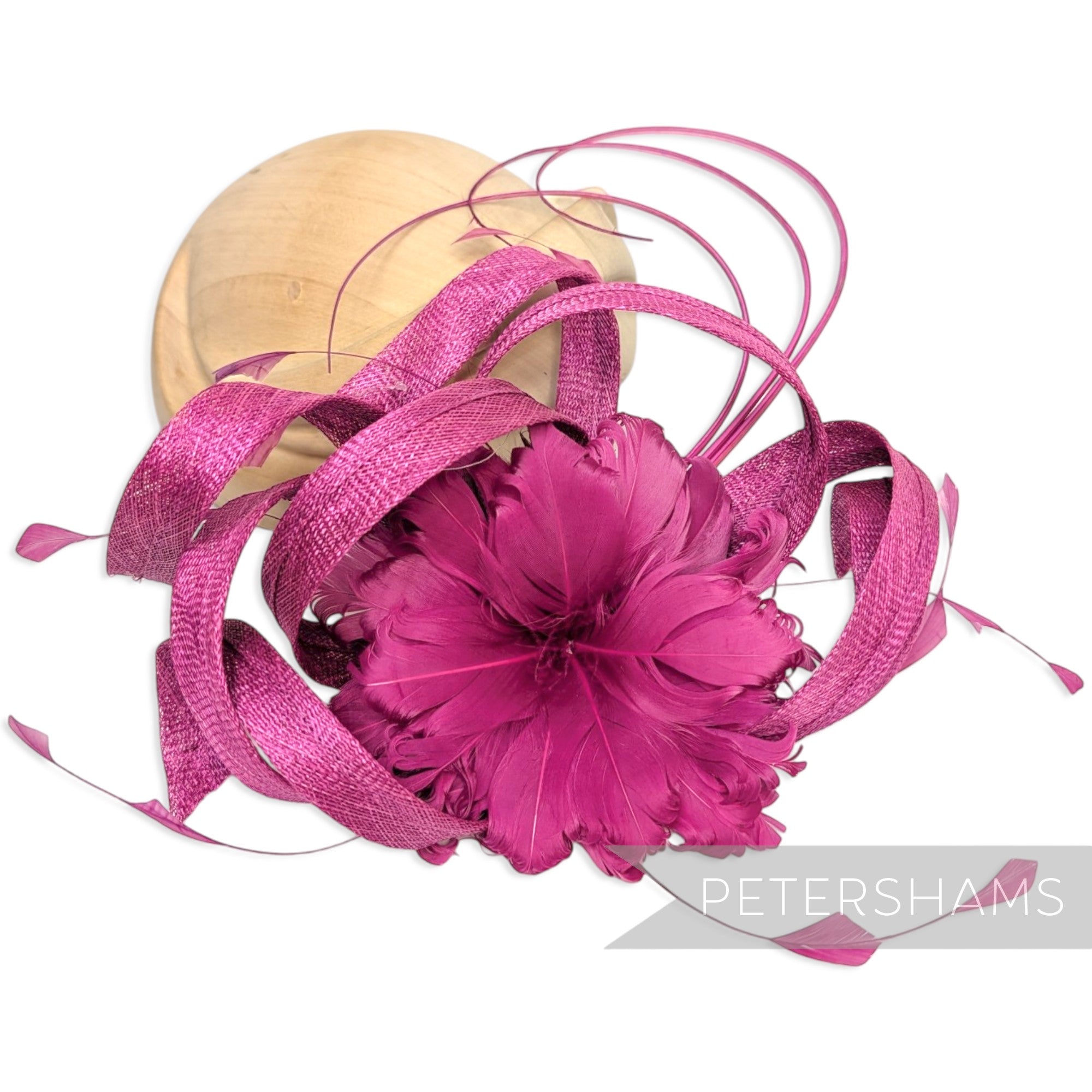 *One-off* Extra Large Curled Feather Flower, Diamond Coque and Looped Sinamay Mount