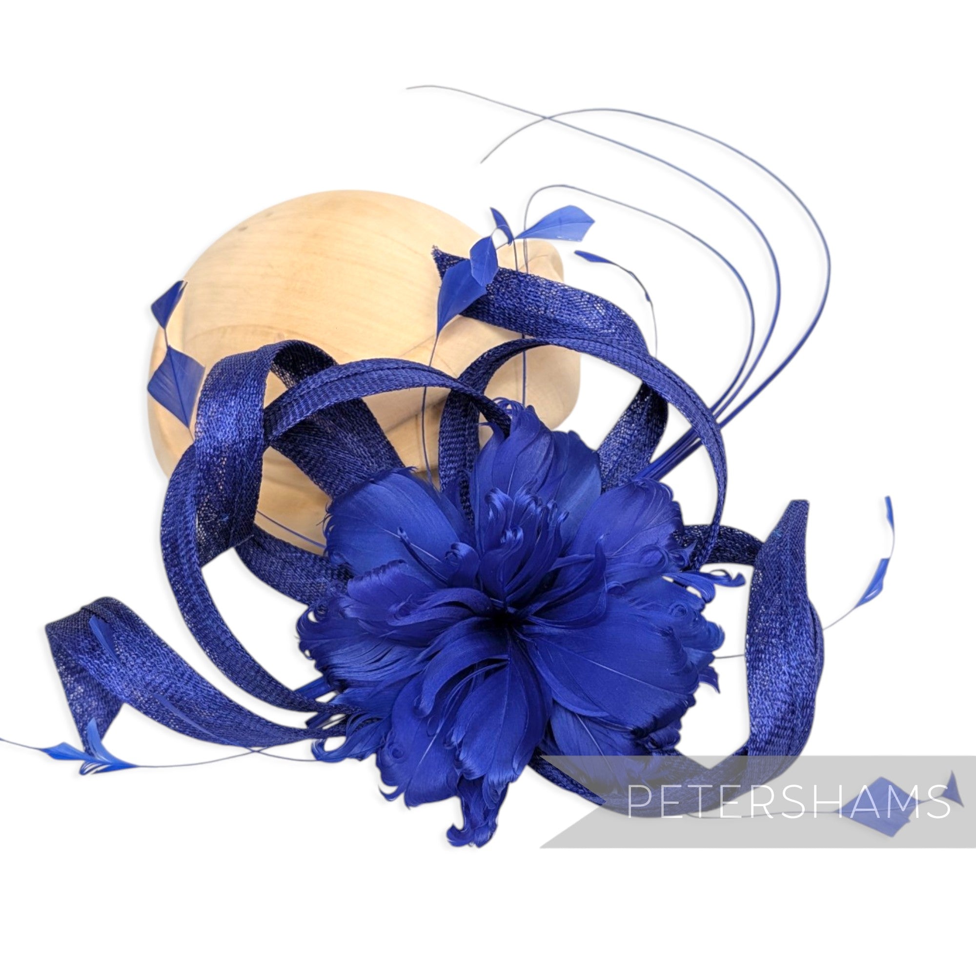 *One-off* Extra Large Curled Feather Flower, Diamond Coque and Looped Sinamay Mount