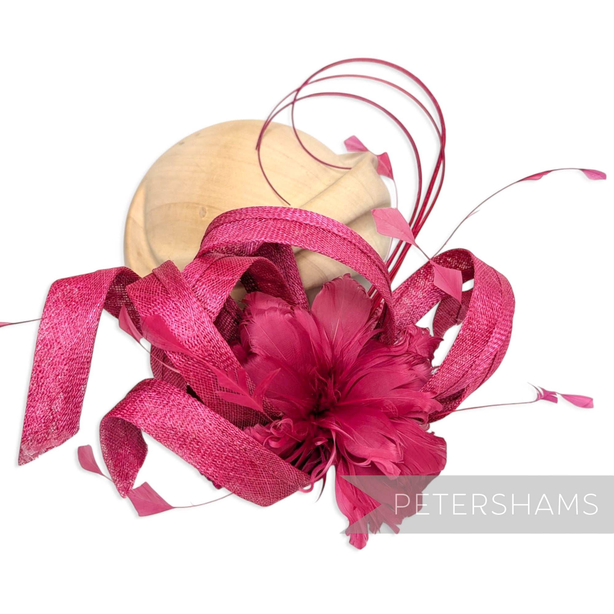 *One-off* Extra Large Curled Feather Flower, Diamond Coque and Looped Sinamay Mount
