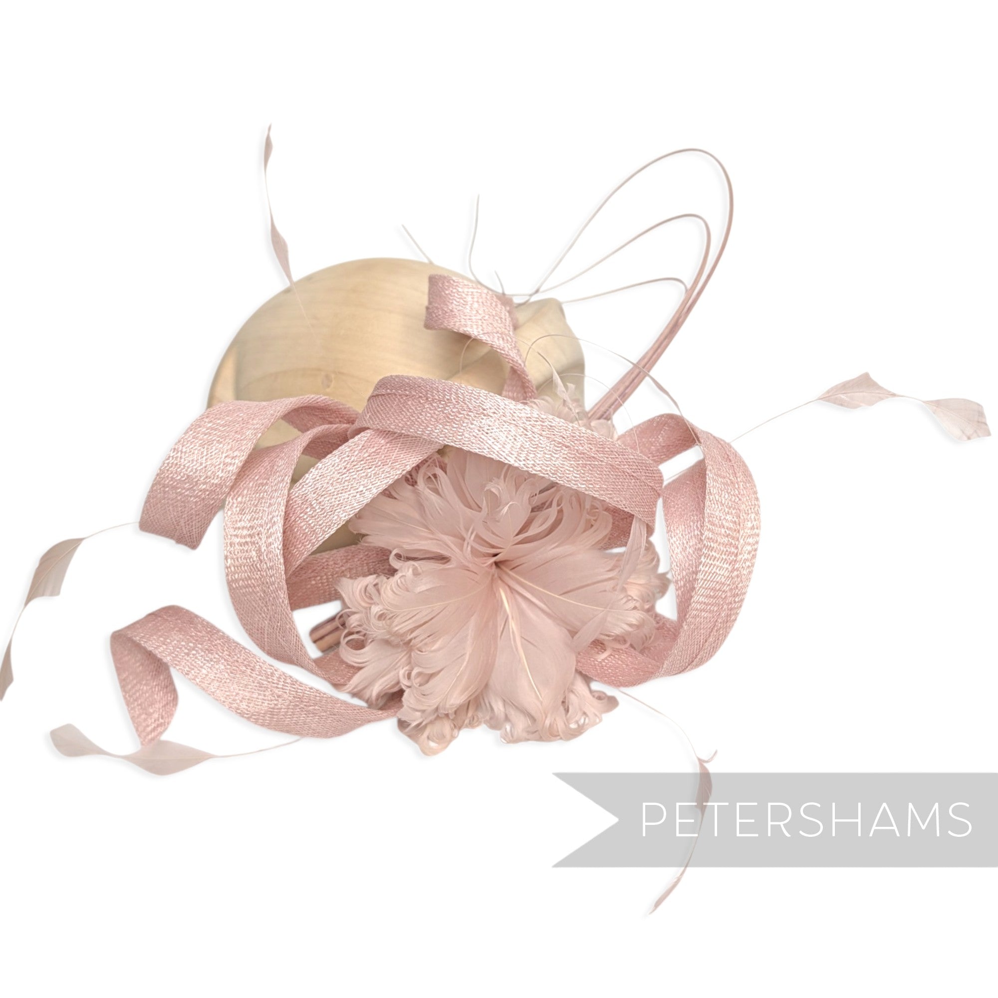 *One-off* Extra Large Curled Feather Flower, Diamond Coque and Looped Sinamay Mount