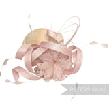 *One-off* Extra Large Curled Feather Flower, Diamond Coque and Looped Sinamay Mount