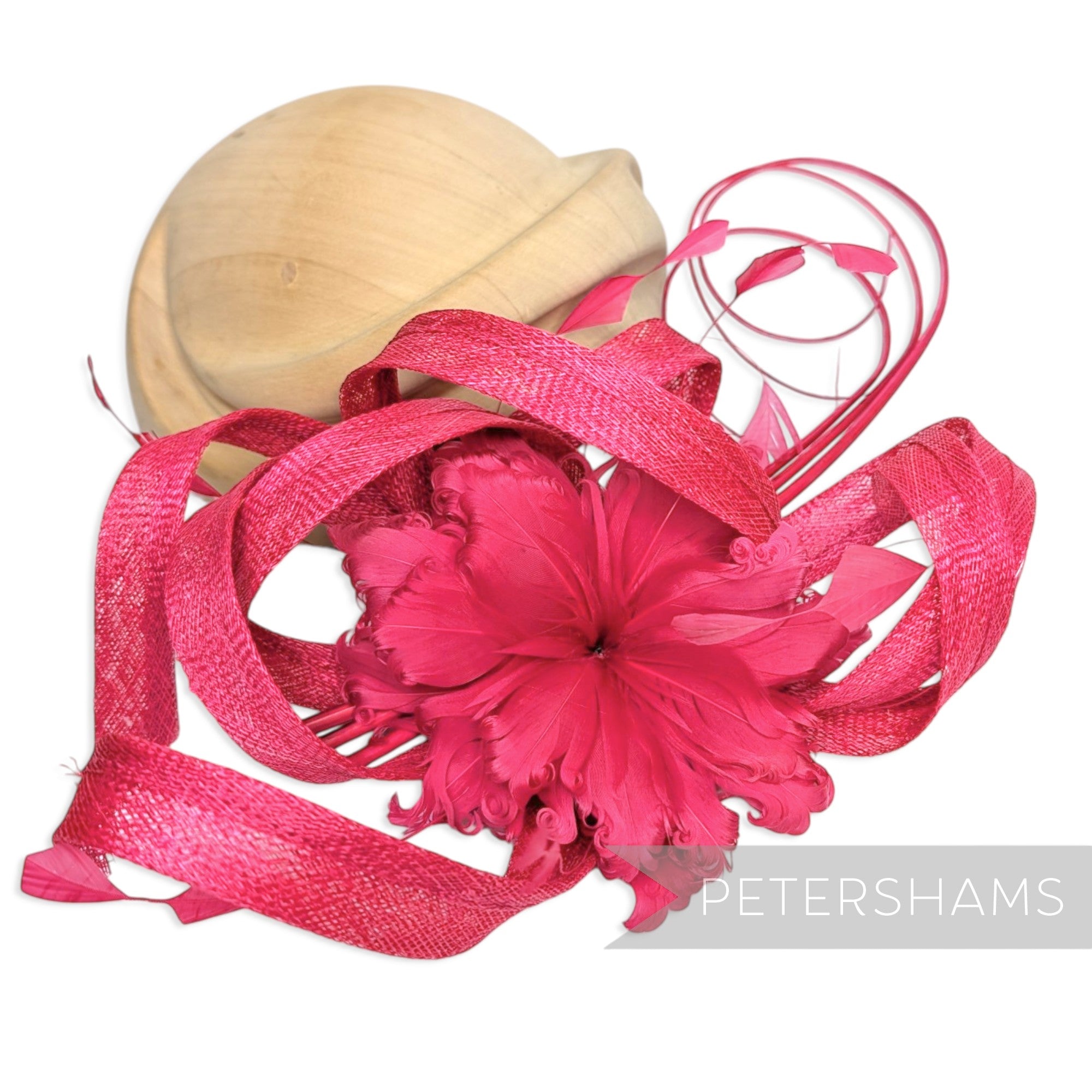 *One-off* Extra Large Curled Feather Flower, Diamond Coque and Looped Sinamay Mount