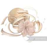 *One-off* Extra Large Curled Feather Flower, Diamond Coque and Looped Sinamay Mount