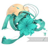 *One-off* Extra Large Curled Feather Flower, Diamond Coque and Looped Sinamay Mount