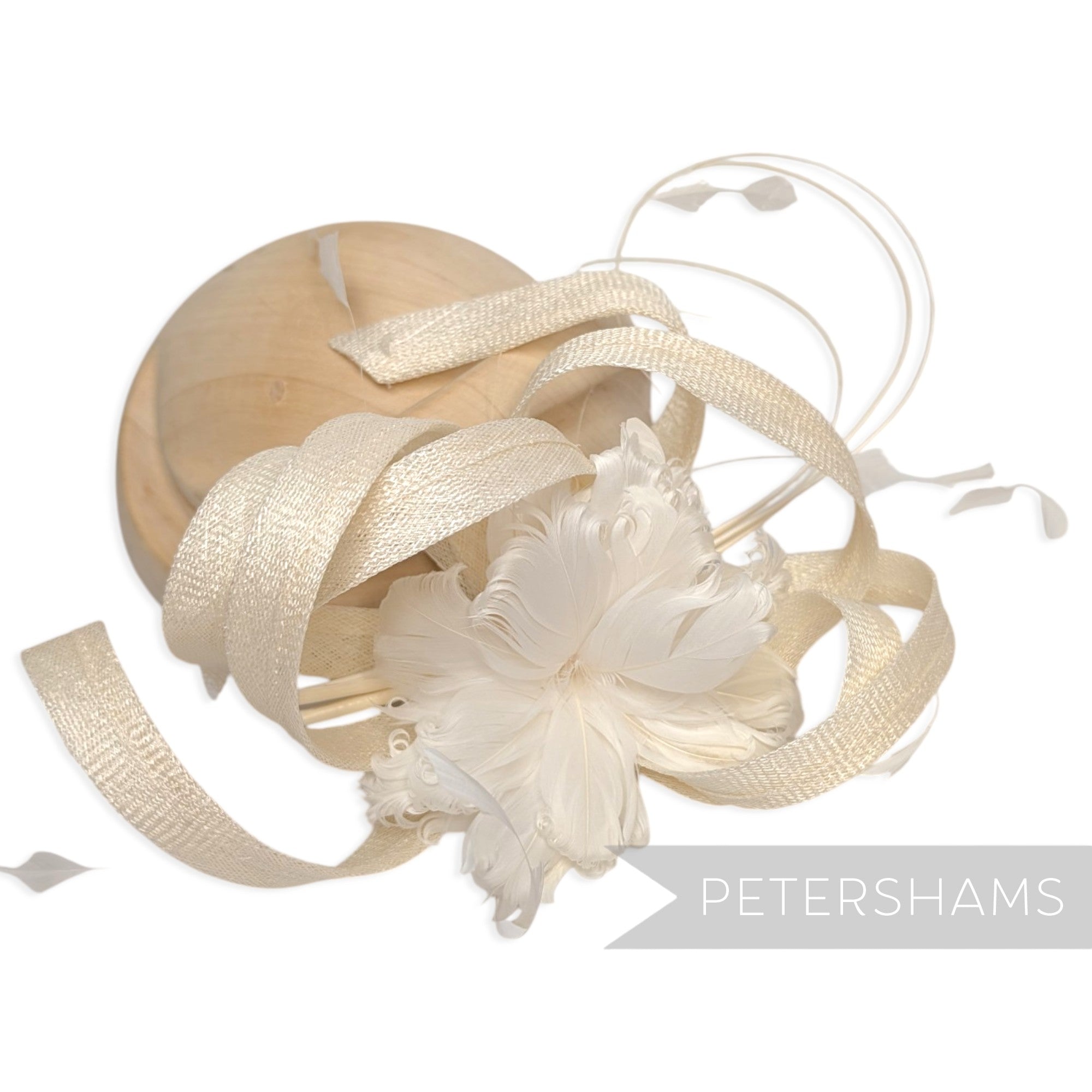 *One-off* Extra Large Curled Feather Flower, Diamond Coque and Looped Sinamay Mount