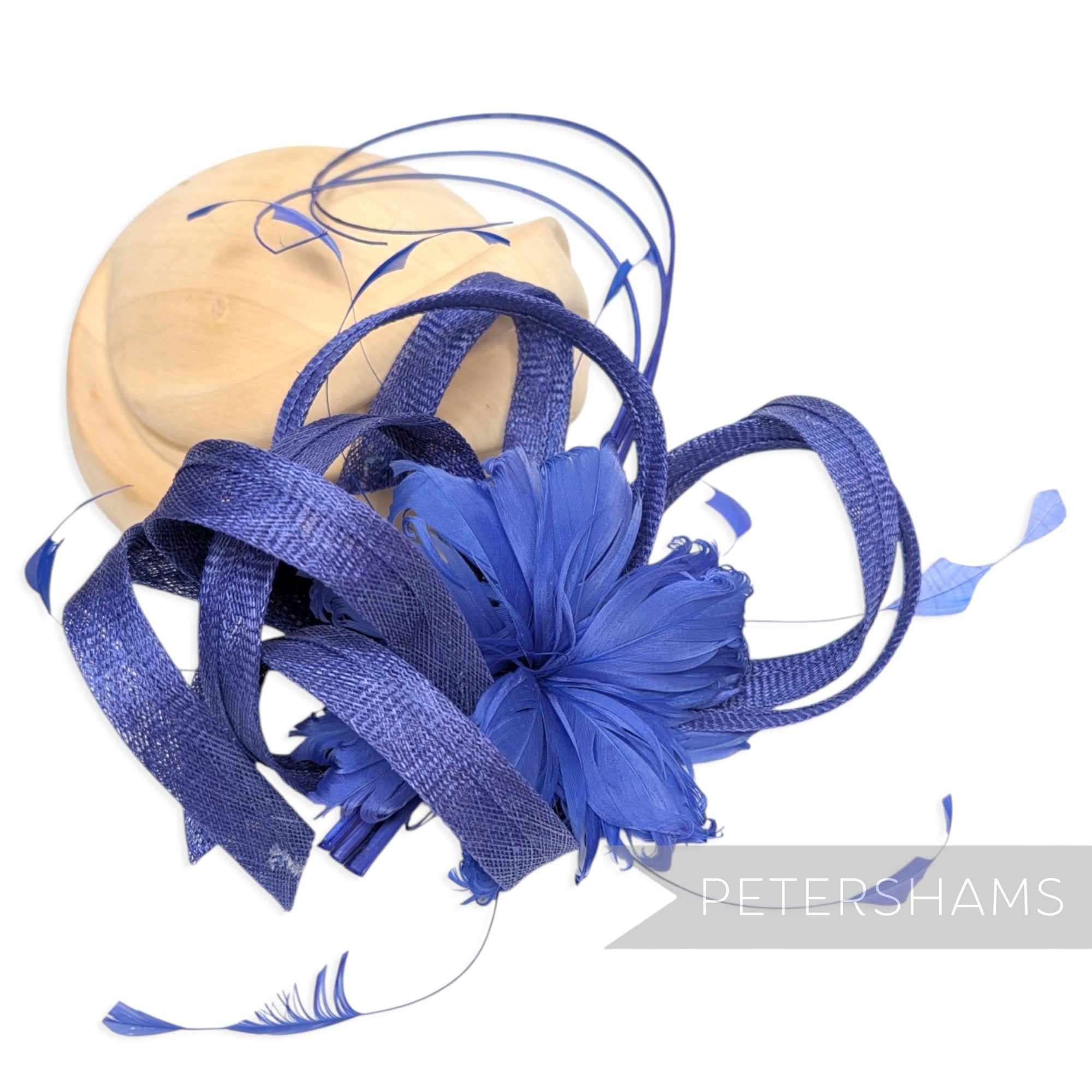 *One-off* Extra Large Curled Feather Flower, Diamond Coque and Looped Sinamay Mount