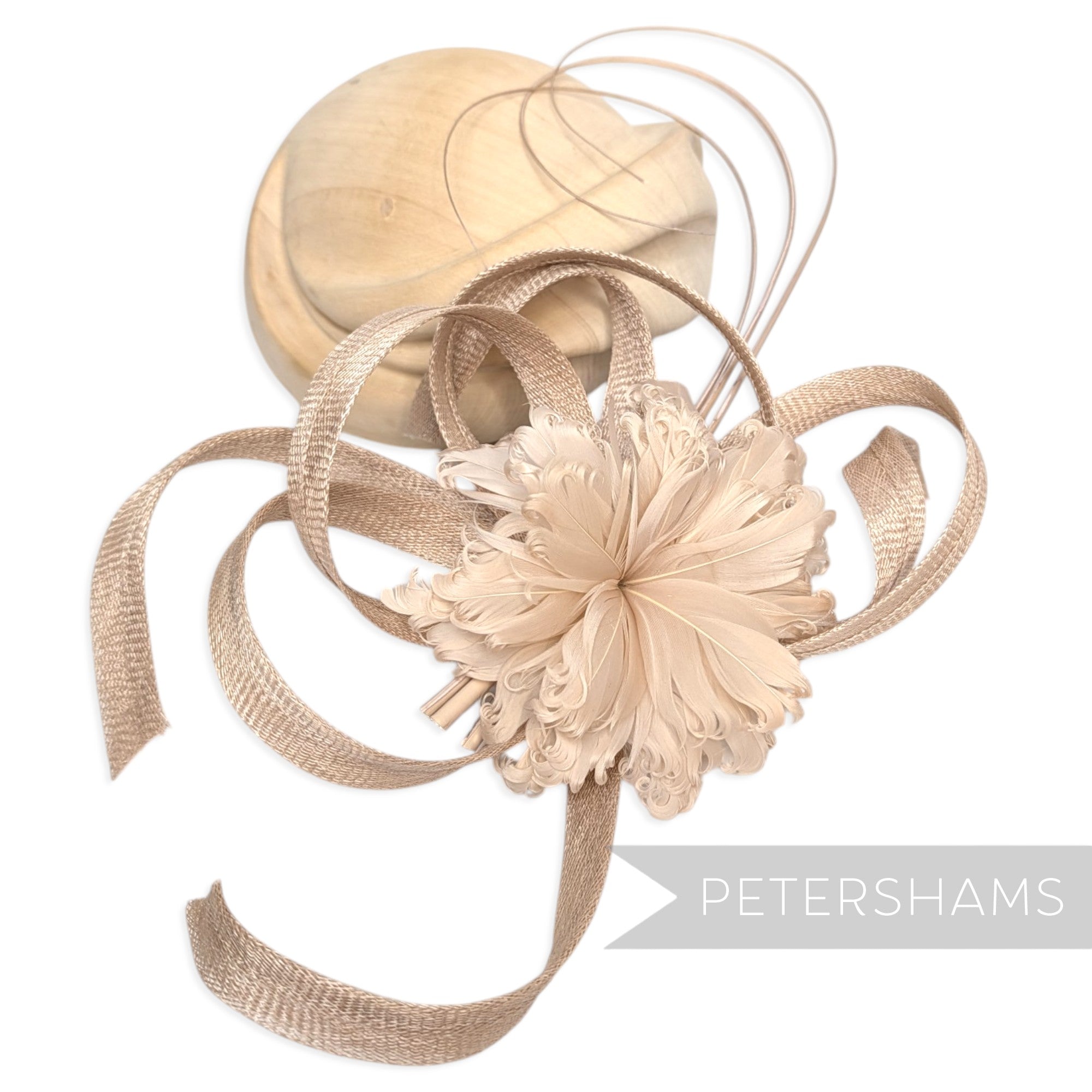 *One-off* Extra Large Curled Feather Flower and Looped Sinamay Mount