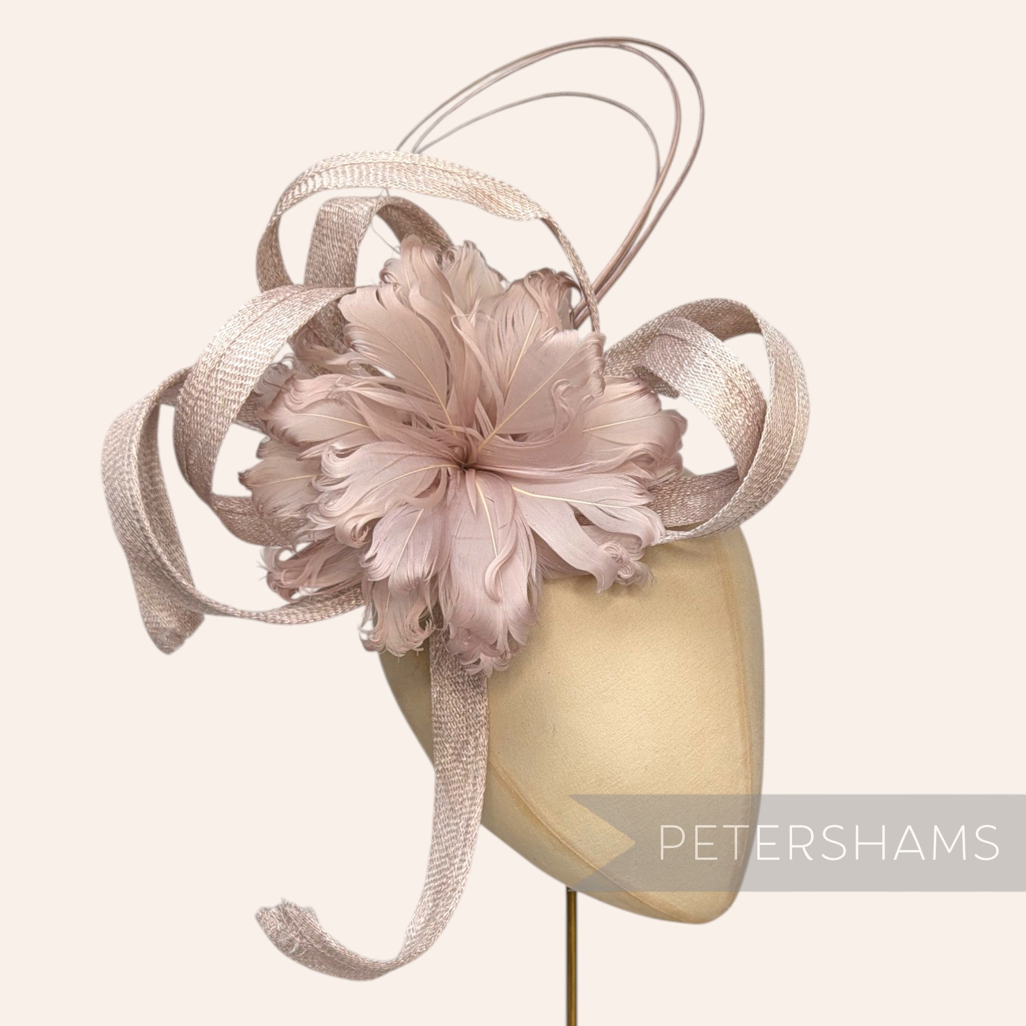 *One-off* Extra Large Curled Feather Flower and Looped Sinamay Mount
