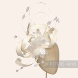*One-off* Extra Large Curled Feather Flower, Diamond Coque and Looped Sinamay Mount