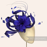 *One-off* Extra Large Curled Feather Flower, Diamond Coque and Looped Sinamay Mount