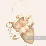 *One-off* Extra Large Curled Feather Flower, Diamond Coque and Looped Sinamay Mount