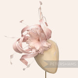 *One-off* Extra Large Curled Feather Flower, Diamond Coque and Looped Sinamay Mount
