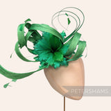 *One-off* Extra Large Curled Feather Flower, Diamond Coque and Looped Sinamay Mount