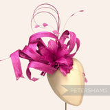 *One-off* Extra Large Curled Feather Flower, Diamond Coque and Looped Sinamay Mount