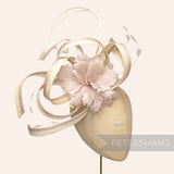*One-off* Extra Large Curled Feather Flower, Diamond Coque and Looped Sinamay Mount