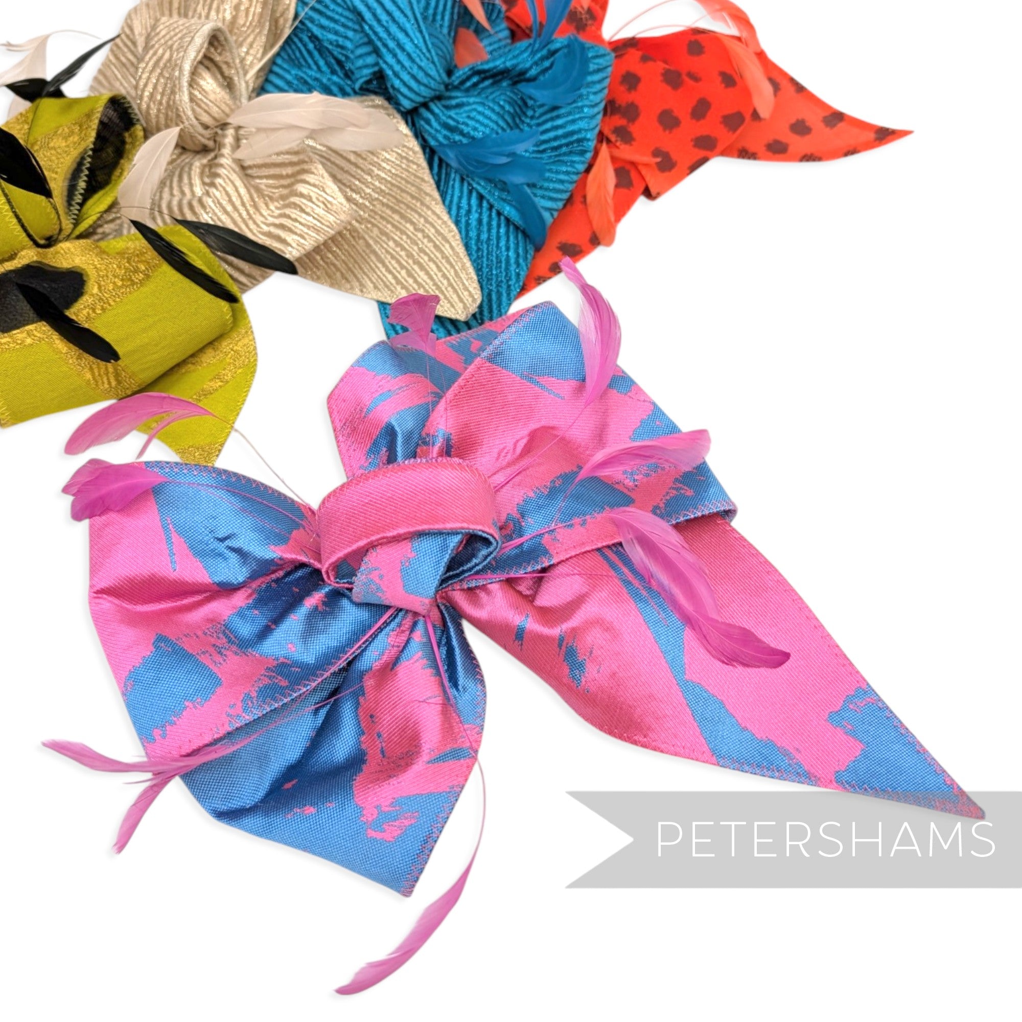*One-off* XL Asymmetric Fabric Bows with Stripped Coque Feathers