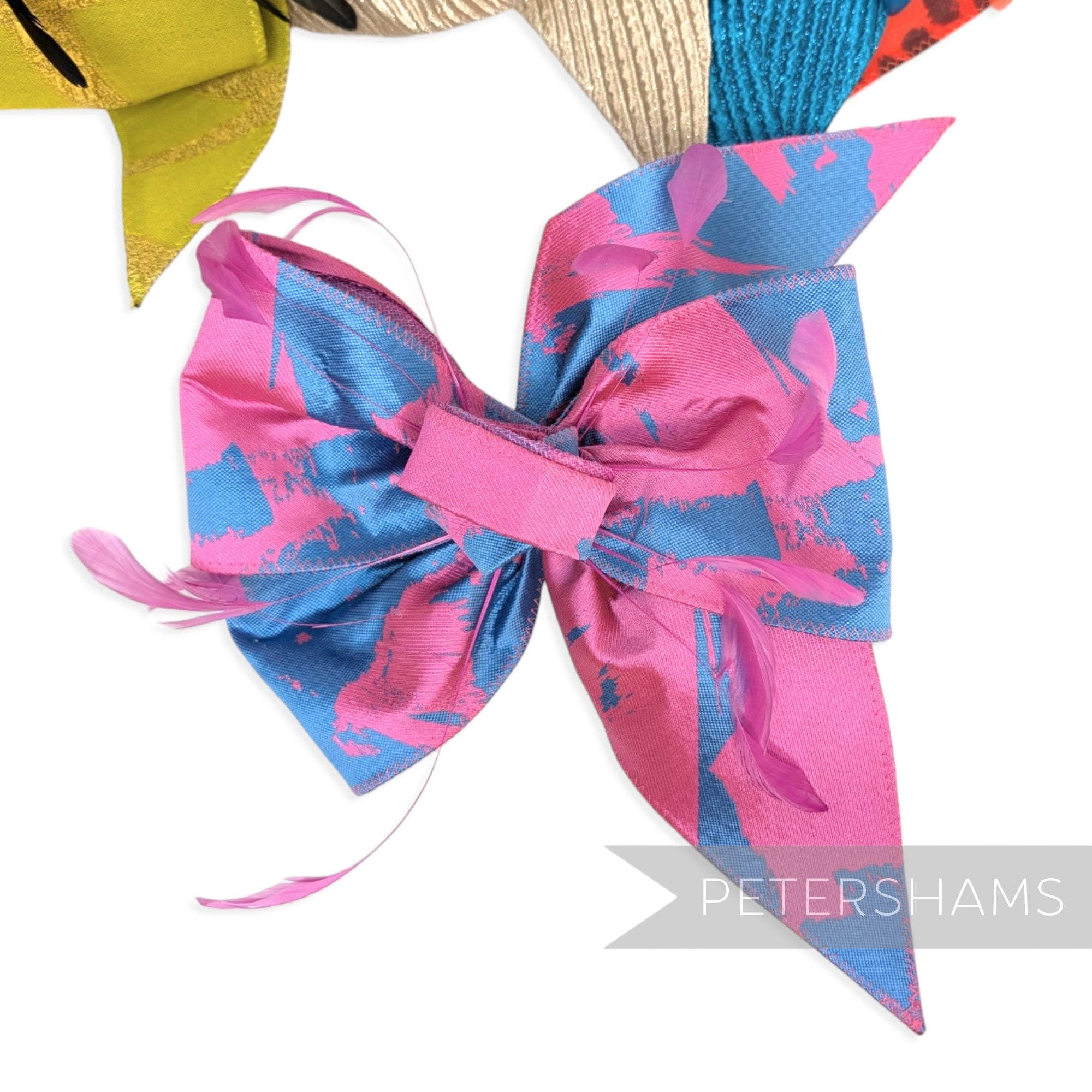 *One-off* XL Asymmetric Fabric Bows with Stripped Coque Feathers