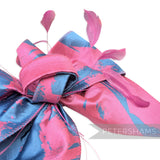 *One-off* XL Asymmetric Fabric Bows with Stripped Coque Feathers